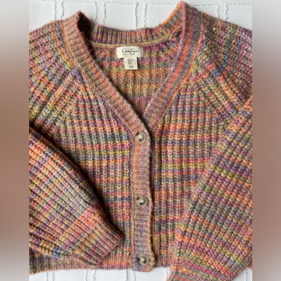 Jessica Simpson Multicolored Knit Woman’s Cardigan Balloon Sleeved Size XL - Picture 3 of 7